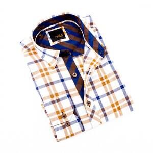 NEW EIGHT X men's plaid shirt in brown on white